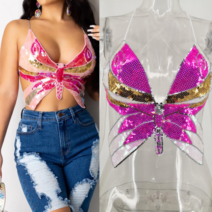 Sexy Sequined Top Butterfly Camisole 12 - Seductive Serenity