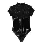 Black Leather Lace Bodysuit 9 - Seductive Serenity