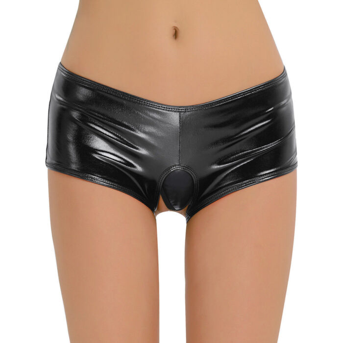 Faux Leather Crotchless Mini Lingerie Shorts 30 - Seductive Serenity