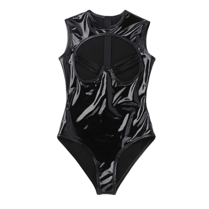 Leather Cutout Bodysuit 6 - Seductive Serenity