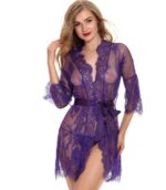 Longsleeve Lace Lingerie Robe With Bathrobe 9 - Seductive Serenity